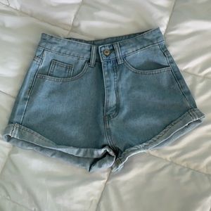 Roll Hem Denim Shorts